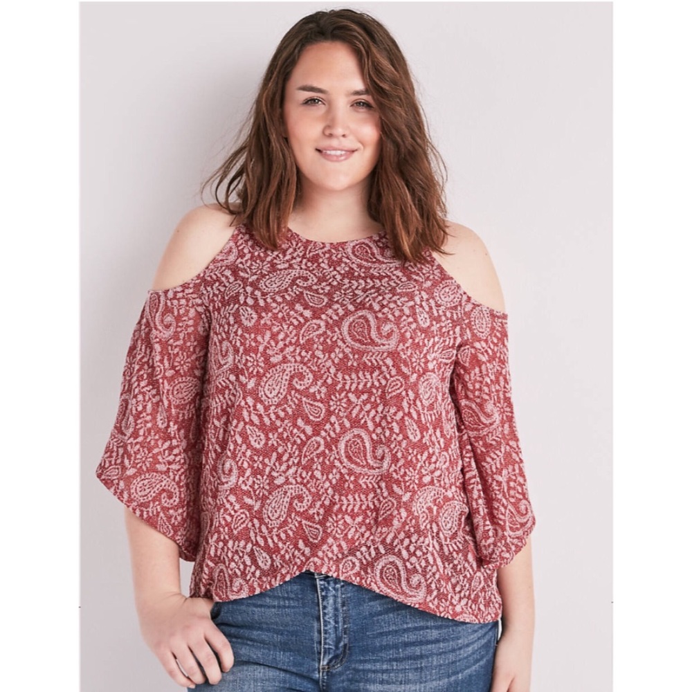 Lucky Brand Paisley Cold Shoulder Top sz 3X NWT